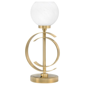 1-Light Table Lamp, New Age Brass Finish, 5.75" White Marble Glass