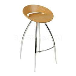Rubin Natural / Chrome Bar Stool - Bar Stools And Counter Stools