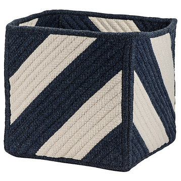 Colonial Mills Geo-Band Basket, Square, Navy, 10"x10"x10"