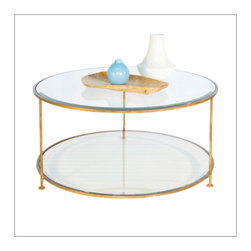 Worlds Away Rollo Round Gold Leaf Coffee Table - Coffee Tables