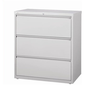 Hirsh 30"W HL10000 Series Metal 3 Drawer Lateral File Cabinet in Light Gray