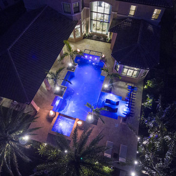 Geometric Swimming Pool with numerous water features