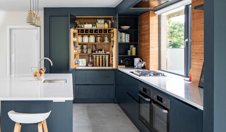 Blue, White and Wood Kitchen Packed With Storage