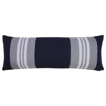 Classic Coastal Club Navy Double Striped 14" x 36" Lumbar Throw Pillow