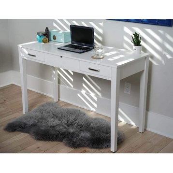 Multifunctional Desk, Rectangular Top With Lift Up Mirror & 2 Drawers, White