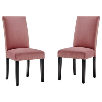 Parcel Performance Velvet Dining Side Chairs, Set of 2, Dusty Rose
