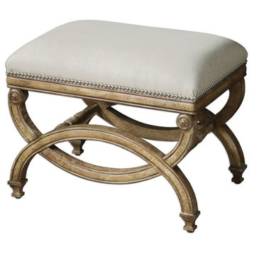 Elegant Cream White Regency Style Bench Seat