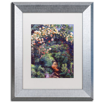 David Lloyd Glover 'Rose Arbor Pathway' Art, Silver Frame, 11"x14", White Matte