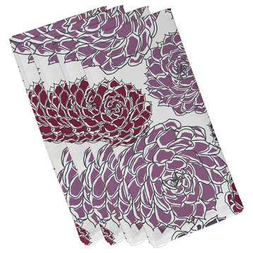 19x19", Olivia Floral Print Napkin, Purple, Set of 4