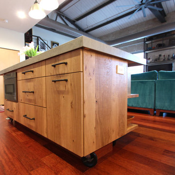 Island on Casters with Concrete Looking Countertop