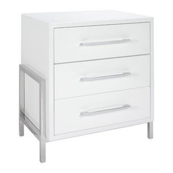 Worlds Away Cohen White Lacquer Drawer Side Table - Cabinet And Drawer Knobs