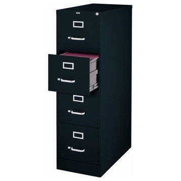 Bowery Hill 25" 4-Drawer Metal Letter Width Vertical File Cabinet in Black