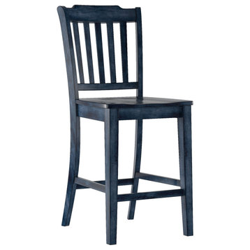 Arbor Hill Arbor Hill Slat Back Counter Chair, Set of 2, Denim Blue