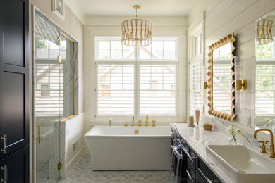 Inspiration for a coastal bathroom remodel in Milwaukee