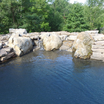 Natural Stone Waterfall in Swimming Pool