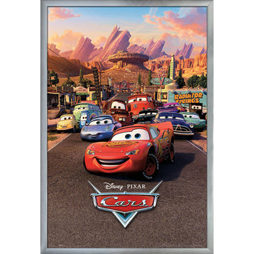 Disney Cars Poster, Silver Framed Version