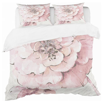 indigold Shabby Peonies Pink Shabby Duvet Cover Set, Twin