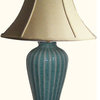 Oriental Celadon Table Lamp With Tong Chi Design
