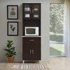 Kitchen Cabinet With Open Space for Microwave, Chocolate-Gray
