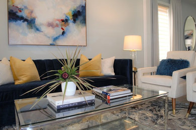 Mid-sized transitional formal and open concept living room photo in Toronto with no tv