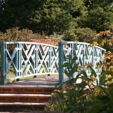 Large Formal Garden with Ornamental Lake and Bridge