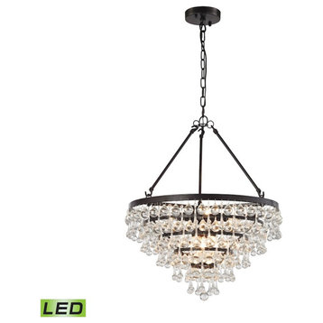 ELK Lighting Ramira 6-Light Chandelier, Bronze/Clear Drops, LED, 31271-6-LED