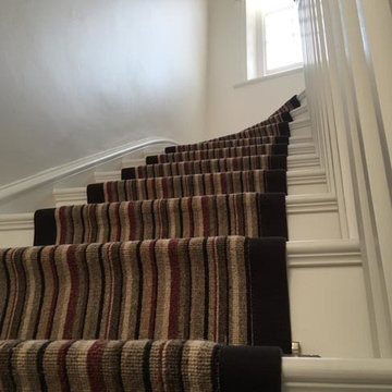 Striped Carpet to Stairs with Black Border in West London