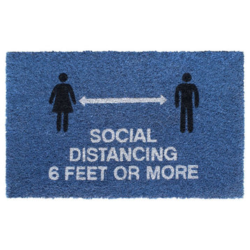 Blue Machine Tufted Social Distancing 6 Feet or More Doormat, 18" x 30"