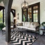 Psychedelia Indoor/Outdoor Rug, Black and Beige, 90x150 cm