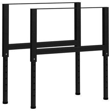 Vidaxl Adjustable Work Bench Frames 2-Piece Metal 33.5"x27.2"-37.6", Black