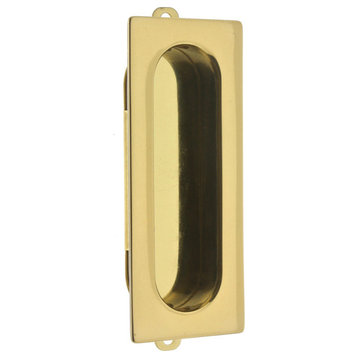 Genuine Solid Brass Rectangular Flush Pull, Polished Brass