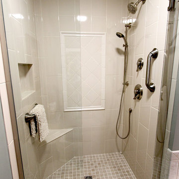 Masterbath Shower and Vanity Quartz Countertop