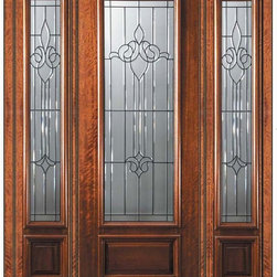 Pre-hung Sidelights Door 96 Mahogany Arlington 3/4 Lite Glass - Front Doors