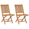 Teak Wood Santa Barbara Folding Outdoor Patio Side Chair, Set of 2