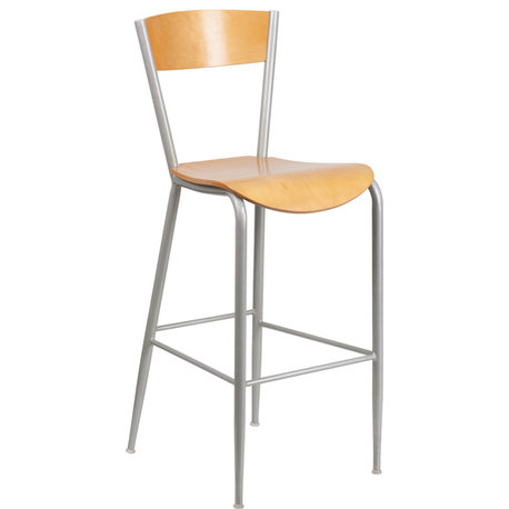 Silver Open Stool-Nat Seat