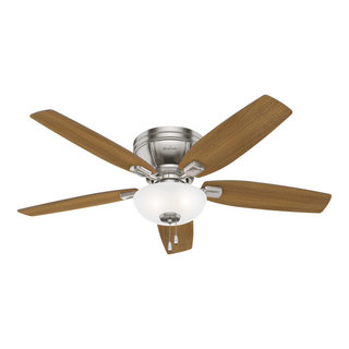 Hunter 53380, Kenbridge Low Profile with LED Light 52", Brushed Nickel -  Traditional - Ceiling Fans - by Lighting and Locks | Houzz