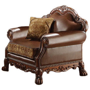 Acme Dresden Bycast Leather-Chenille Chair, Cherry