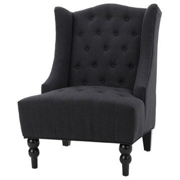 GDF Studio Adriana Tall Wingback Tufted Fabric Club Chair, Dark Charcoal