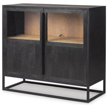 Sloan Dark Wood WithBlack Metal Frame Accent Cabinet