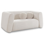 Meridian Furniture - Abbington Boucle Fabric Upholstered Loveseat, Cream - Give your room a new look with the chic Abbington loveseat in stunning cream boucle fabric. Embrace the richness of its texture and the boxy, geometrically inspired design that adds a touch of contemporary flair. This loveseat is not just furniture; it's an aesthetic experience. Complete with an included ball pillow, the Abbington loveseat is a sophisticated choice, promising both comfort and style for your living space. Redefine elegance with this eye-catching addition to your home from an unparalleled collection that lets you mix and match to suit your style preferences.