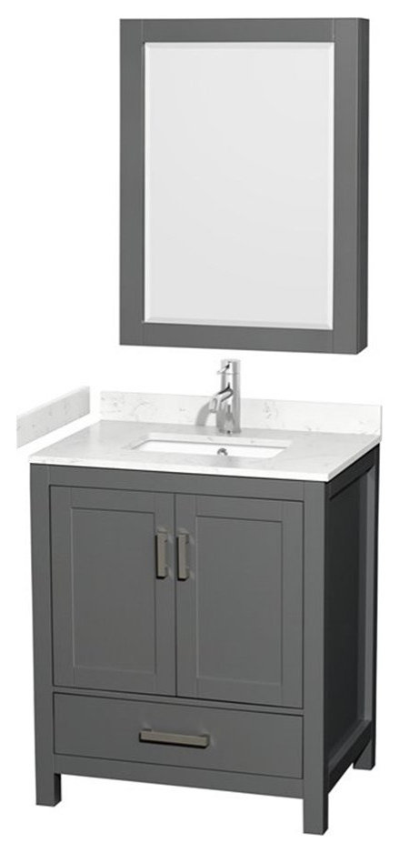 Wyndham Collection Sheffield 30" Wood Single Bathroom Vanity in Dark ...