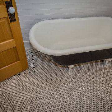 1" hexagonal tile with restored claw foot tub