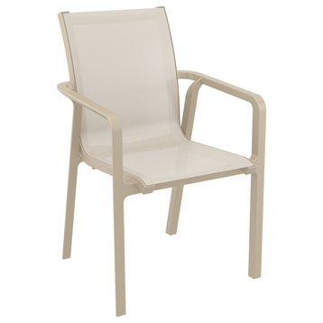 Pacific Sling Arm Chair, Set of 2, Taupe Frame/Taupe Sling