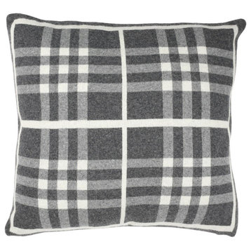 Safavieh Unity Gingham Knit Pillow Dark Grey/Medium Grey/Ivory 20" X 20"