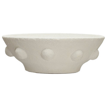 Decorative Terracotta Bowl with Raised Dot Design, White