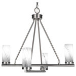 Toltec Lighting - Trinity 4 Light Chandelier Shown, Graphite Finish With 2.5" Onyx Swirl Glass - Enhance your space with the Trinity 4-Light Chandelier. Installing this chandelier is a breeze - simply connect it to a 120 volt power supply. Set the perfect ambiance with dimmable lighting (dimmer not included). The chandelier is energy-efficient and LED compatible, providing convenience and energy savings. It's versatile and suitable for everyday use, compatible with candelabra base bulbs. Maintenance is a minimal with a damp cloth, as no chemicals are required. The chandelier's streamlined hardwired design adds a touch of elegance to any room. The durable glass shades ensure even light diffusion, creating a captivating atmosphere. Choose from multiple finish and color variations to find the perfect match for your decor.