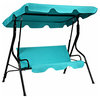 Wellfor 3 Seat Outdoor Patio Canopy Swing with Cushioned Steel Frame, Blue