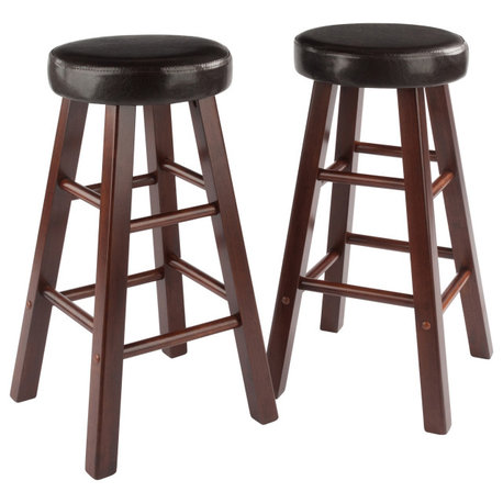 Ergode Maria Cushioned Counter Stool, 2-Piece Set, Espresso & Walnut