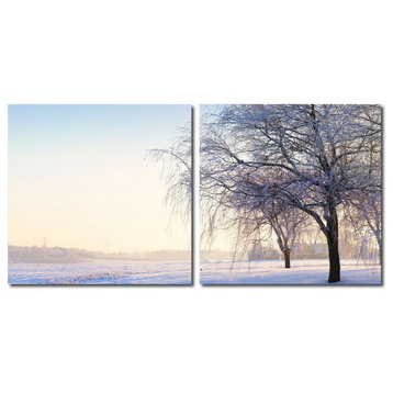Baxton Studio Snowy Solitude Mounted Photography Print Diptych