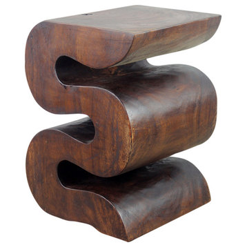 Haussmann Wood Big Wave Verve Accent Snake Table, 14x14x20, Mocha Oil